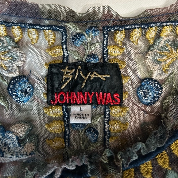 Johnny Was Biya Qadira Mesh Dress Large Whimsical Floral Boho *See Description - Picture 14 of 16